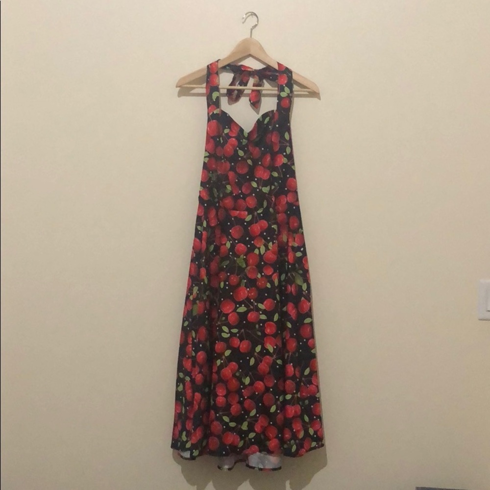 Cherry Print Backless Dress